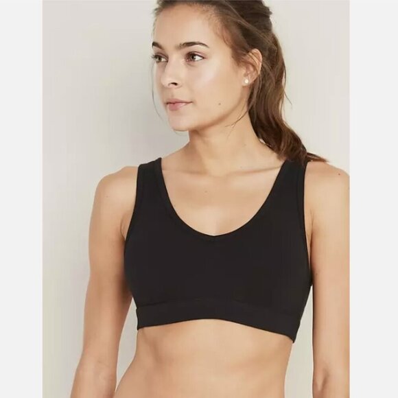Old Navy Active Go Dry Medium Support Bonded Black Sports Bra Size Small RT$35 - Picture 1 of 8